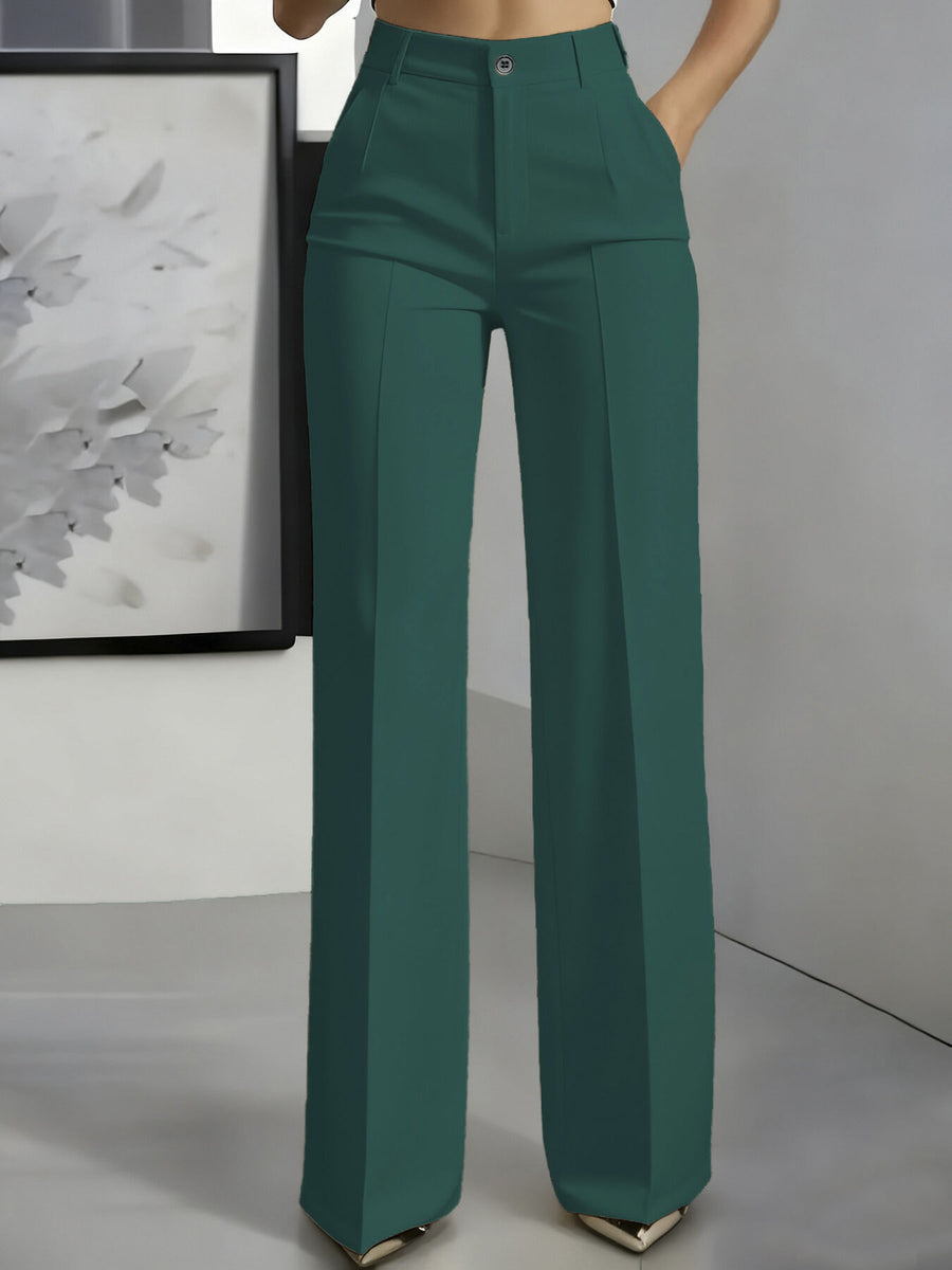 High-Waisted Wide-Leg Plus Size Pants in Wine Red with high-waisted