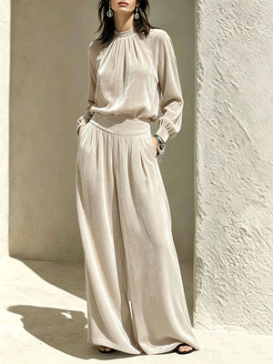 Beige matching set with full-length and pullover