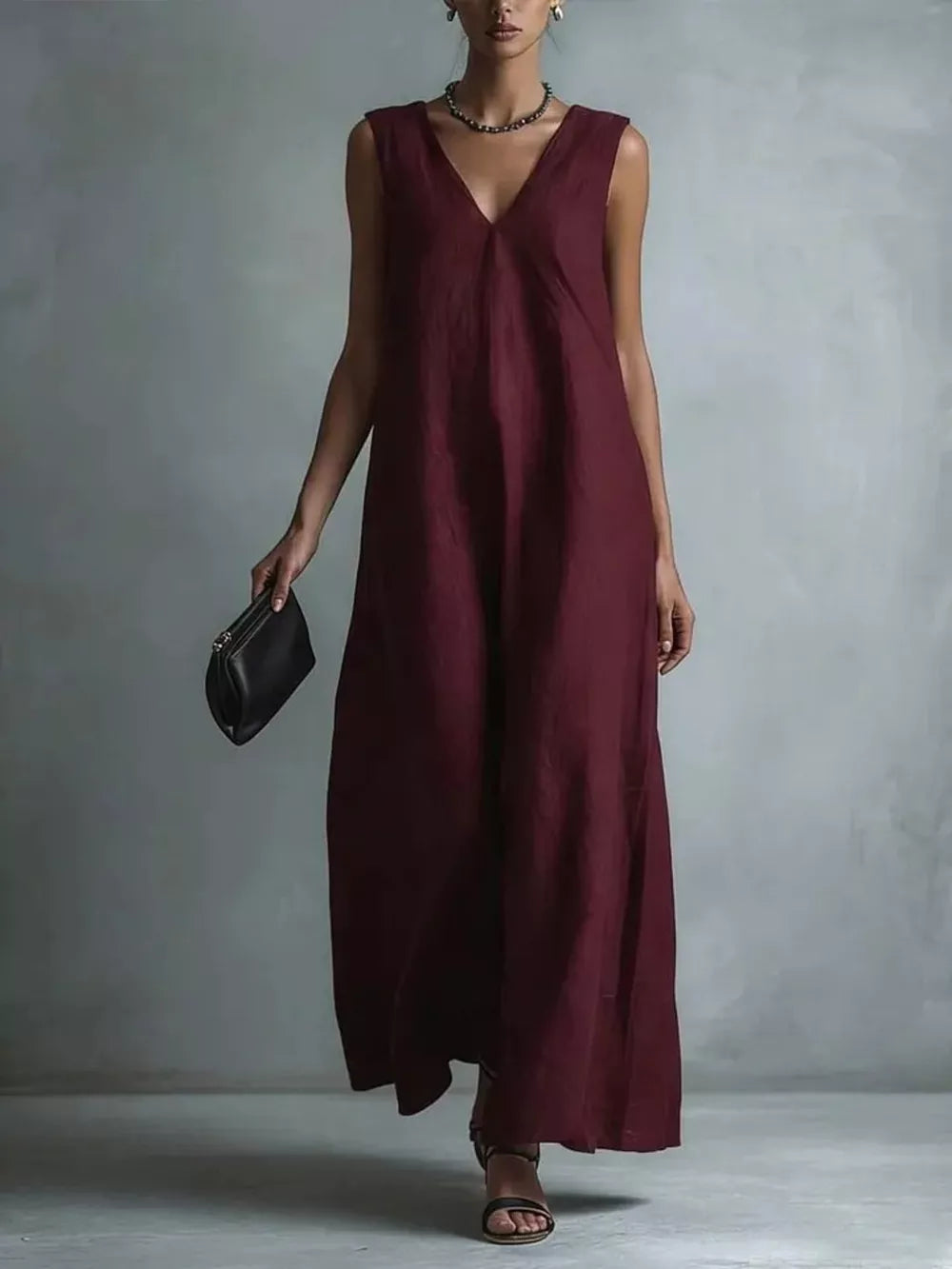 Light Blue Full Size V-neck Sleeveless Maxi Dress