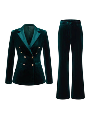 100% polyester Care instructions: Machine wash cold blazer and pant set in Blue with fitted silhouette