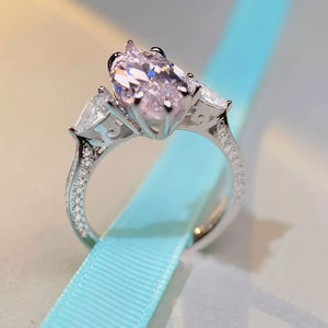 ring in silver with geometric and marquise cut stone