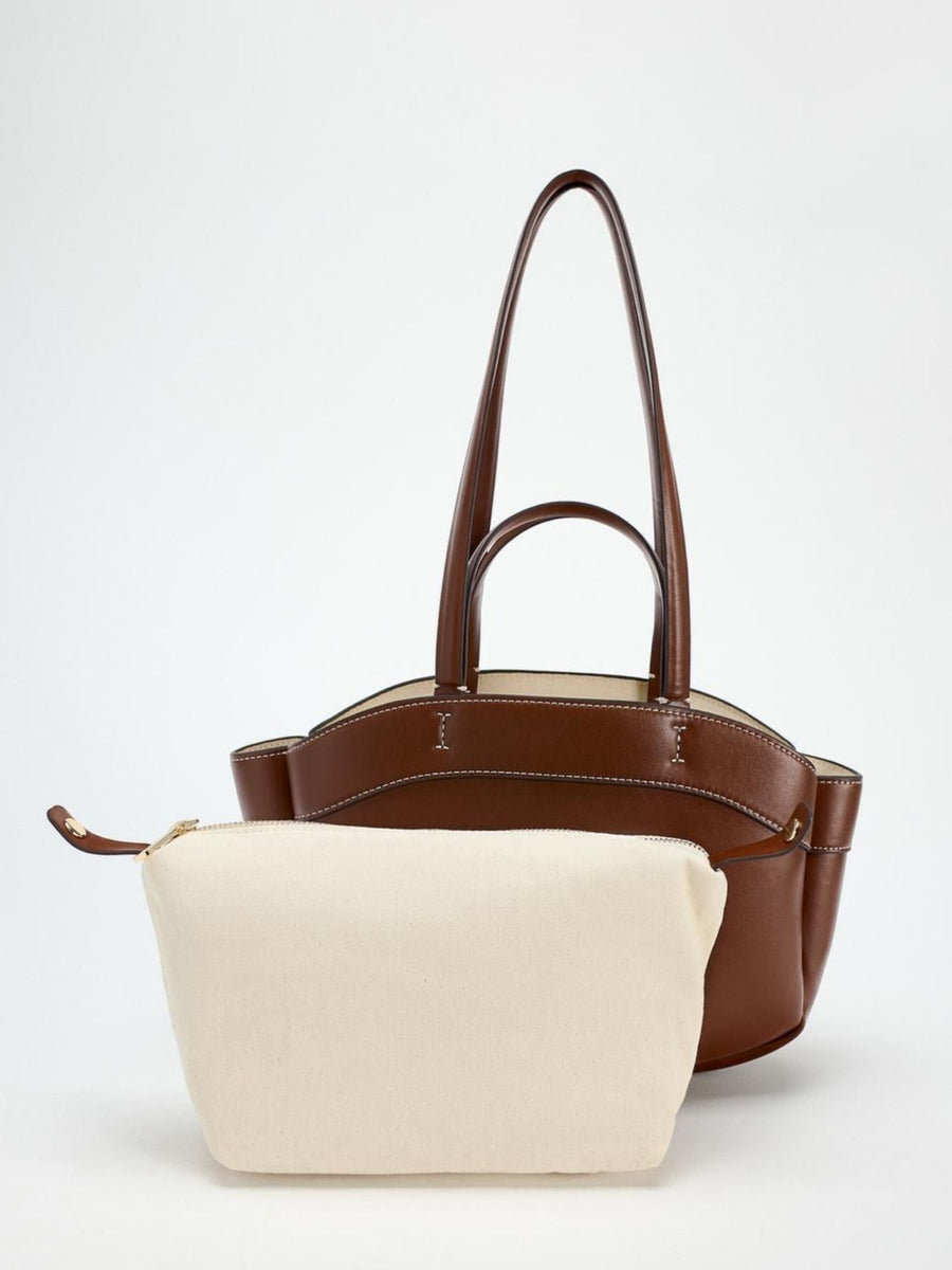 brown with tote with top handles