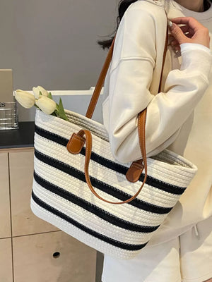 white tote with striped and null