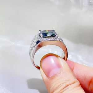 925 Sterling Silver Moissanite Solitaire Cocktail Ring in this colorway