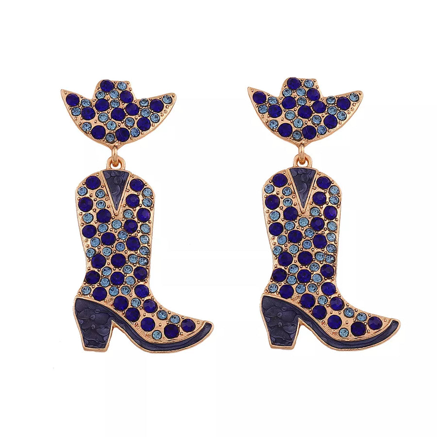 Earrings in Black with rhinestone embellishment and long