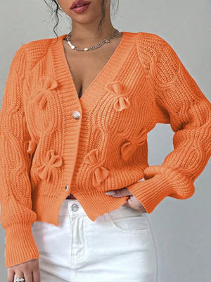 Black cardigan with button-front and cable knit