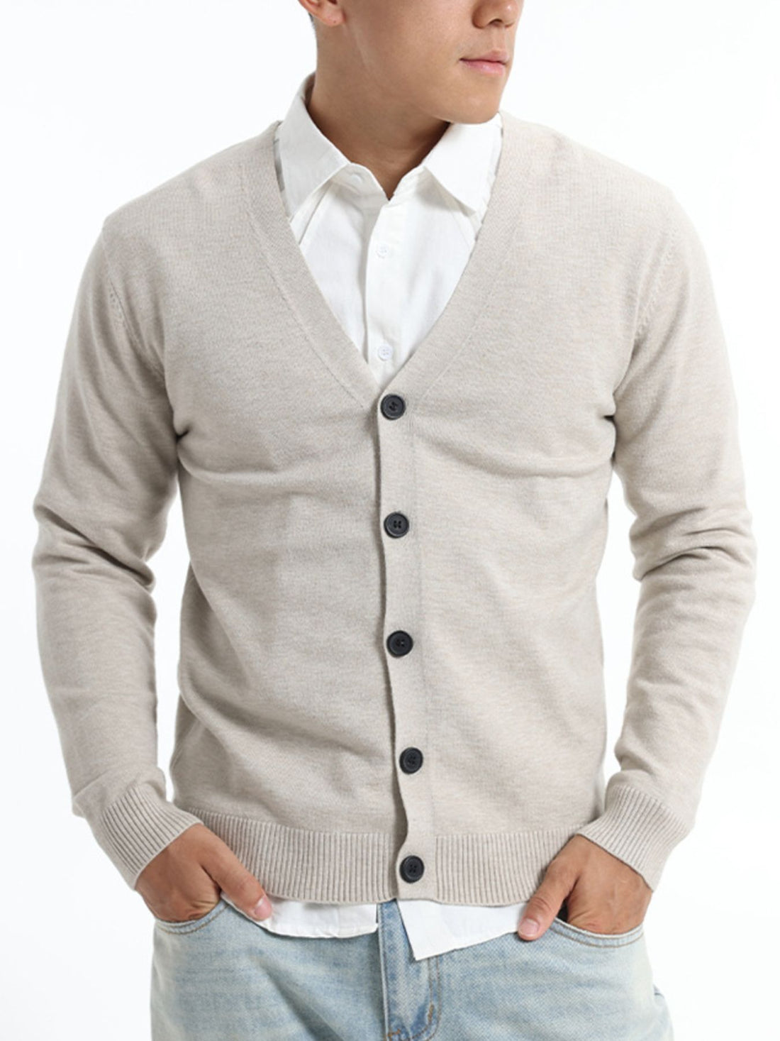 cardigan in light beige featuring plus-size and regular fit