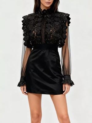 Lace Sheer Sleeve Mini Dress option 6
