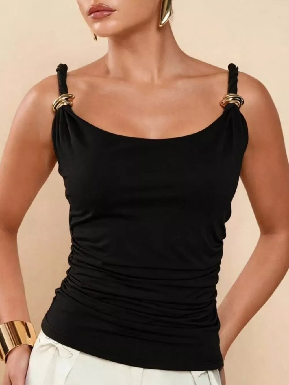 brown camisole with waist-length and pullover