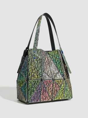 Geometric Iridescent Shoulder Bag in lavender with iridescent finish
