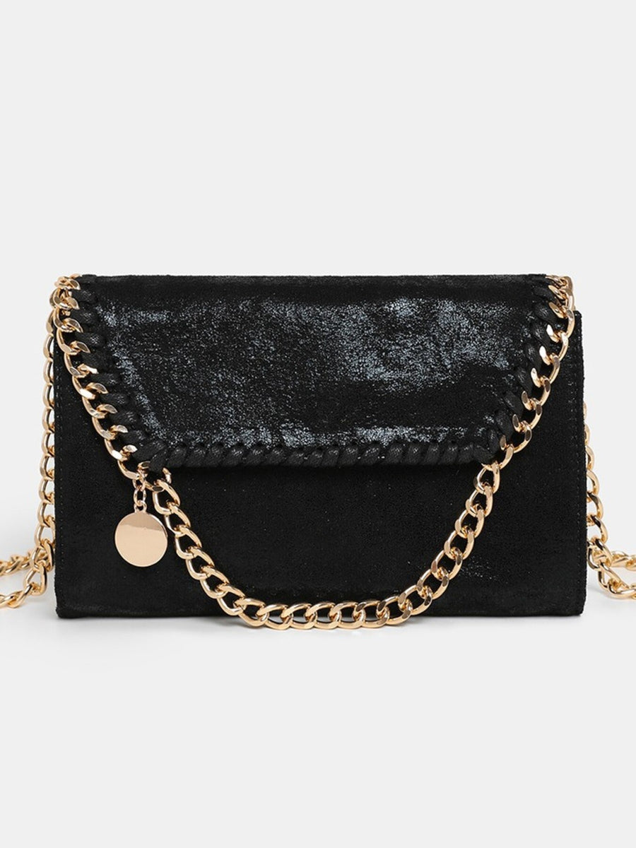 black with shoulder bag with chain strap 7