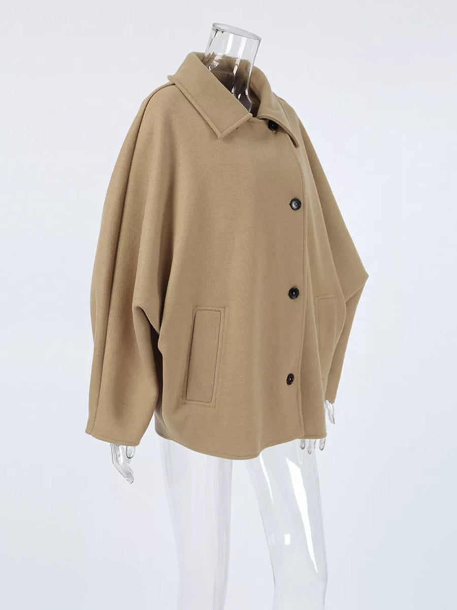 camel oversized overcoat with notch lapel