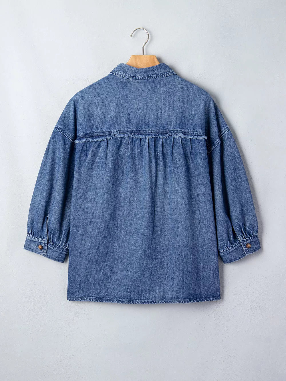 classic button-up shirt in denim blue with collared