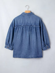 classic button-up shirt in denim blue with collared
