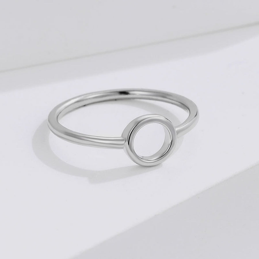 Sterling silver minimalist circle ring with a thin band.