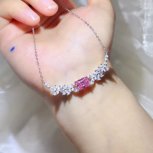 0.5 Carat Sterling Silver Floral Moissanite Necklace in this colorway