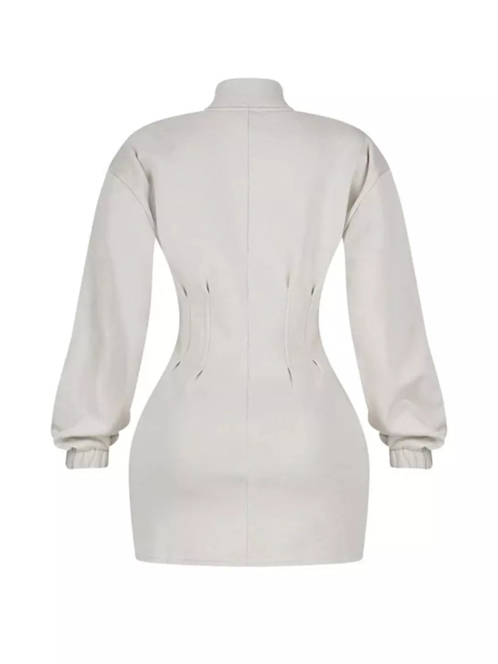 Casual Zip-up Long Sleeve Mini Dress option 10