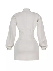 Casual Zip-up Long Sleeve Mini Dress option 10