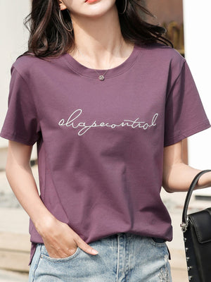 White t-shirt with plus-size and short sleeve