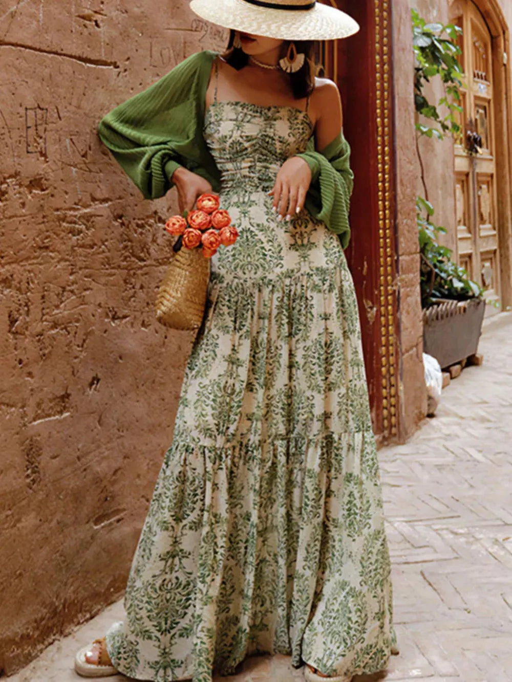 cream maxi dress with damask and sweetheart