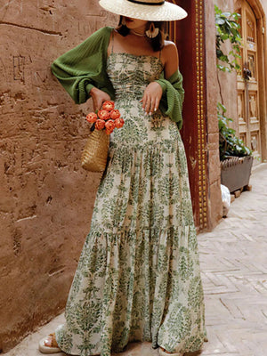 cream maxi dress with damask and sweetheart