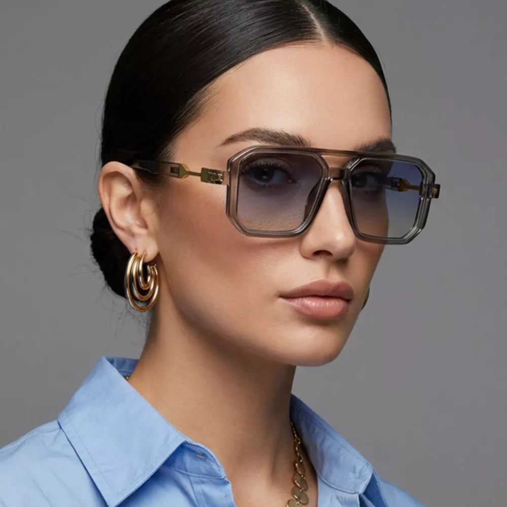 brown sunglasses featuring UV400 protection and gradient