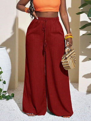 Wide-Leg Drawstring Pants in Black with drawstring waist