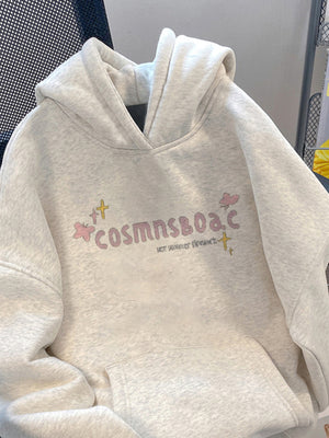 Burgundy pullover hoodie featuring kangaroo pocket and graphic-print
