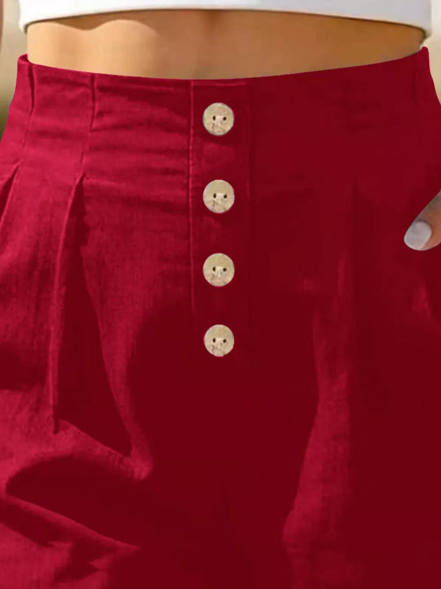 shorts in Violet with button-front and mini