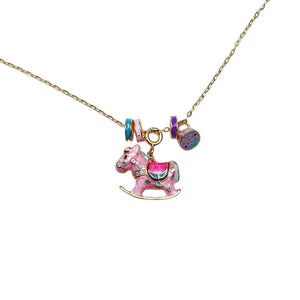18k Gold-plated Rocking Horse Pendant Necklace in Blush Pink with pendant