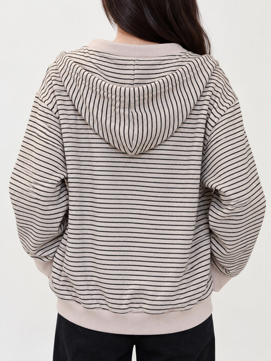 Face layer: Polyester 90 zip hoodie in Apricot with relaxed silhouette