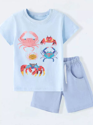 Children's Crab Print Tee And Shorts Set in this colorway