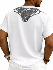 Men's Notched Printed Short Sleeve Shirt Plus Size, view 20