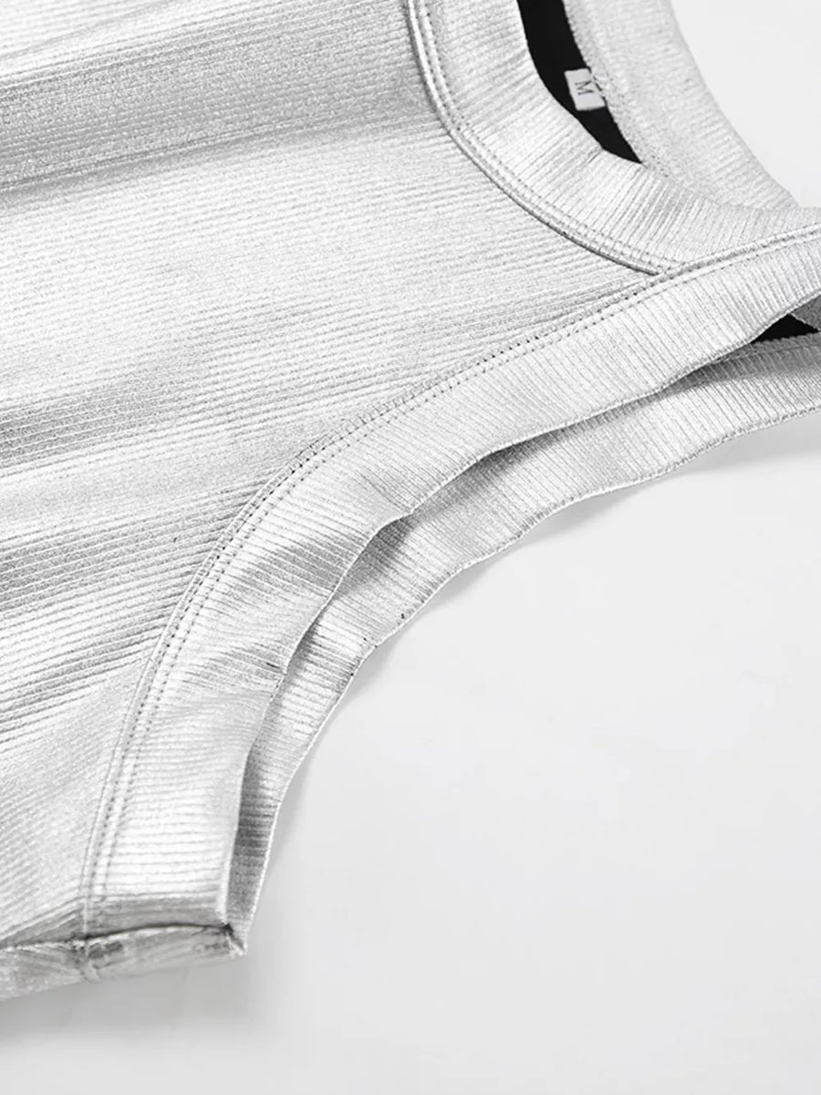 tank top in silver with basic style and hip-length