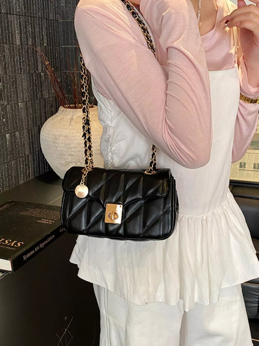 Black with Quilted Chain Shoulder Bag