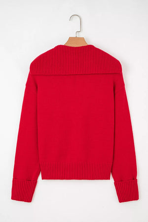 classic pullover sweater in red with v-neck