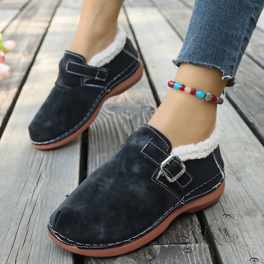 Polyester,Fluff,Rubber Imported Size &amp loafers in Black with flats silhouette