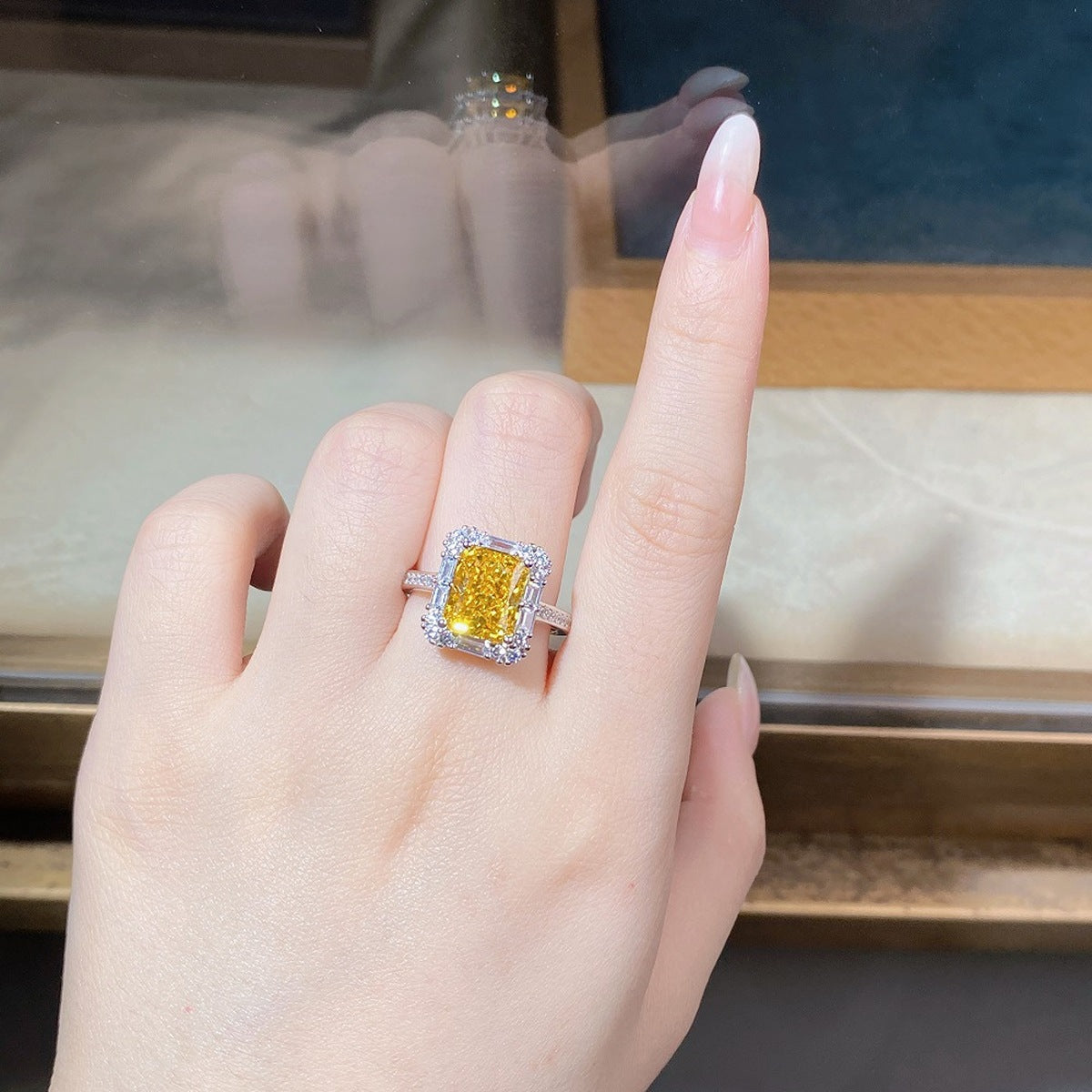 silver ring featuring zircon gemstone and geometric