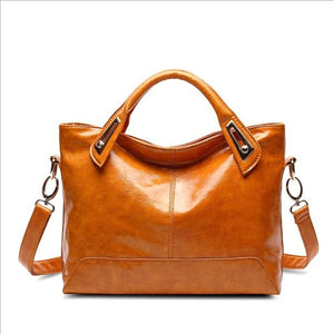 PU Leather Imported Size &amp tote in camel with boxy silhouette