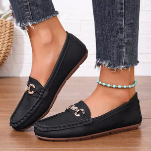 Brown loafers with decorative buckle and not applicable