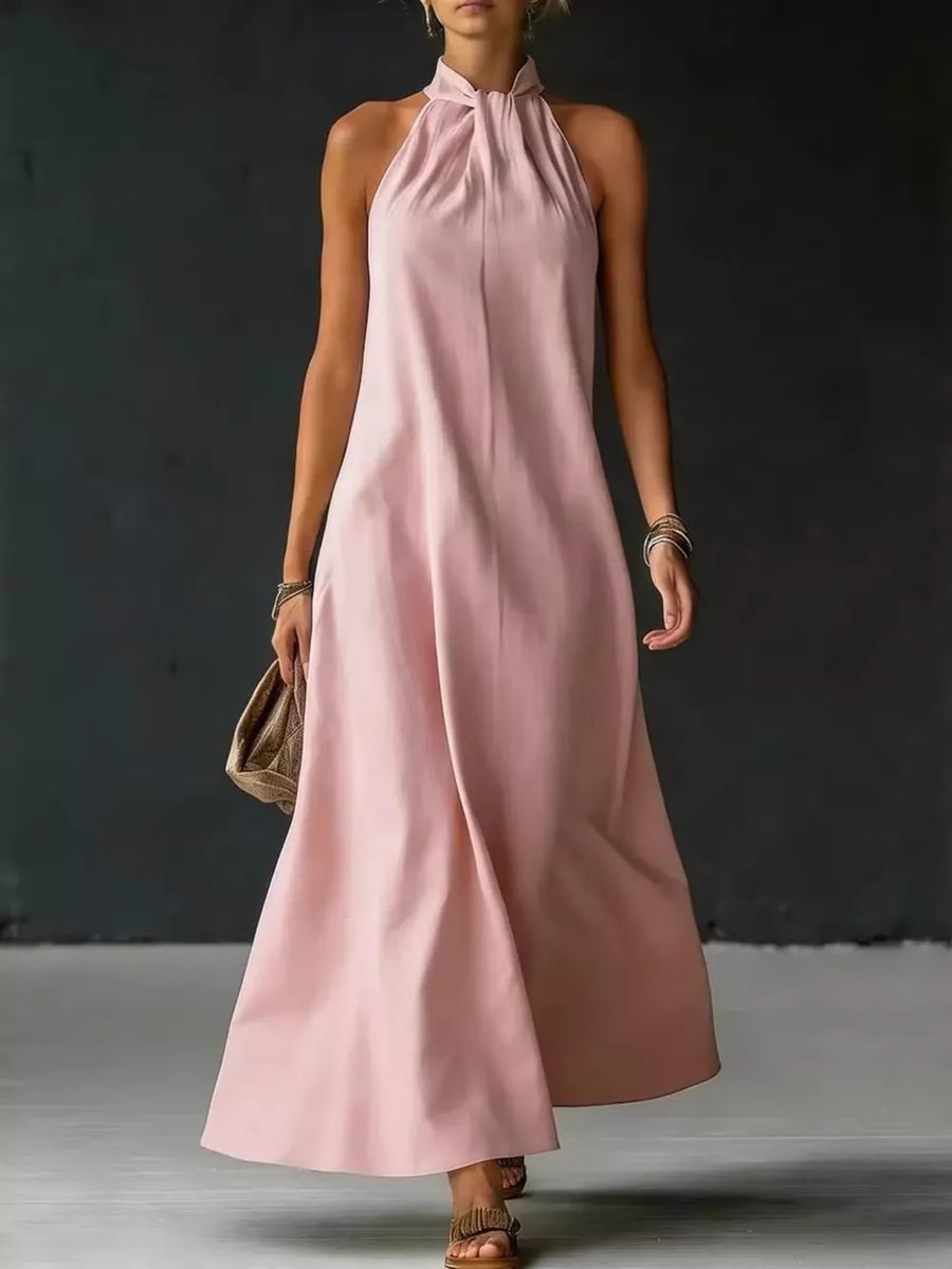 Full Size Halter Neck Maxi Dress Plus Size in Black