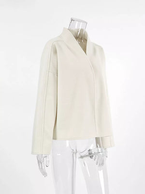 Elegant Stand Collar Open Front Outerwear option 7