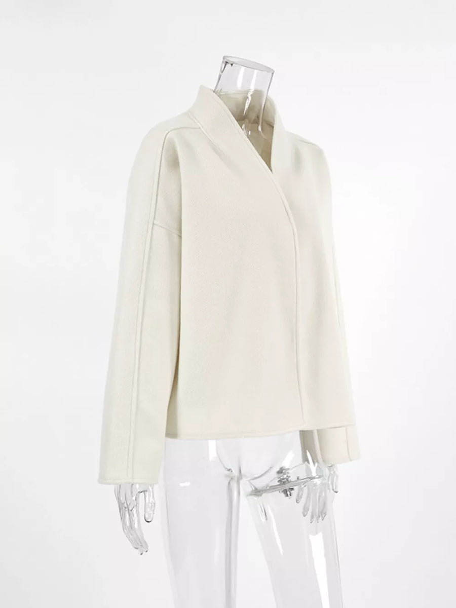 Elegant Stand Collar Open Front Outerwear option 7