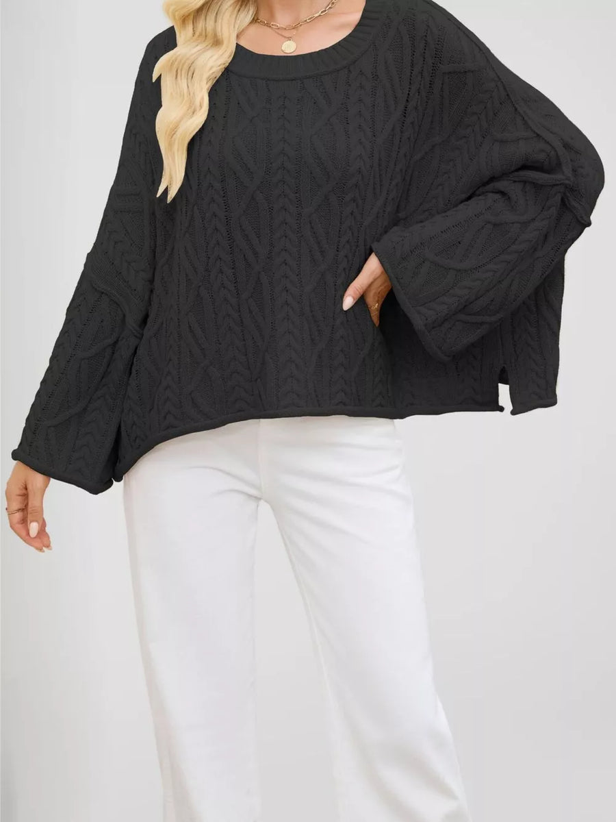 pullover sweater featuring cable knit in Apricot with 100% polyester Care instructions: Machine wash cold texture