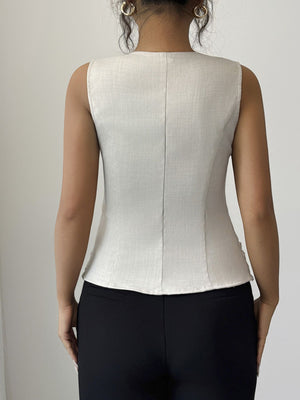 classic tank top in ivory with square neck