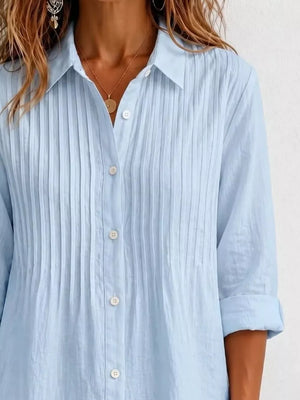 Men's Plus Size Long Sleeve Button-up Shirt in Yellow