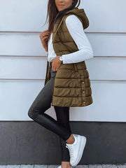 puffer vest in Black with lightweight and thigh-length