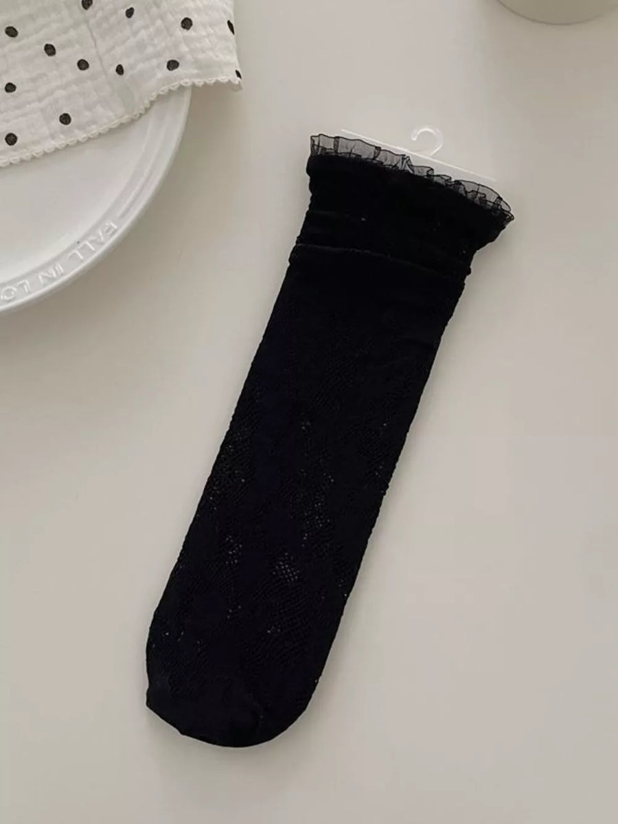 socks featuring lace in White with cotton Imported Size &amp texture