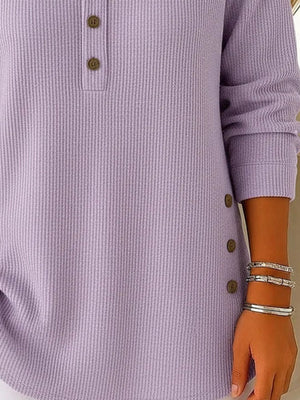 100% polyester Care instructions: Machine wash cold henley in Light Brown with relaxed silhouette