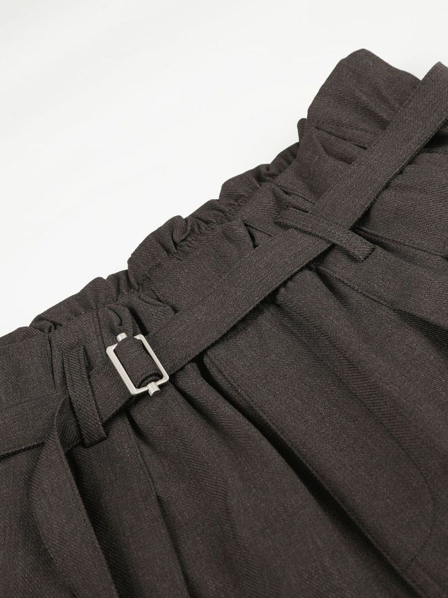 capris in charcoal with belted and capri